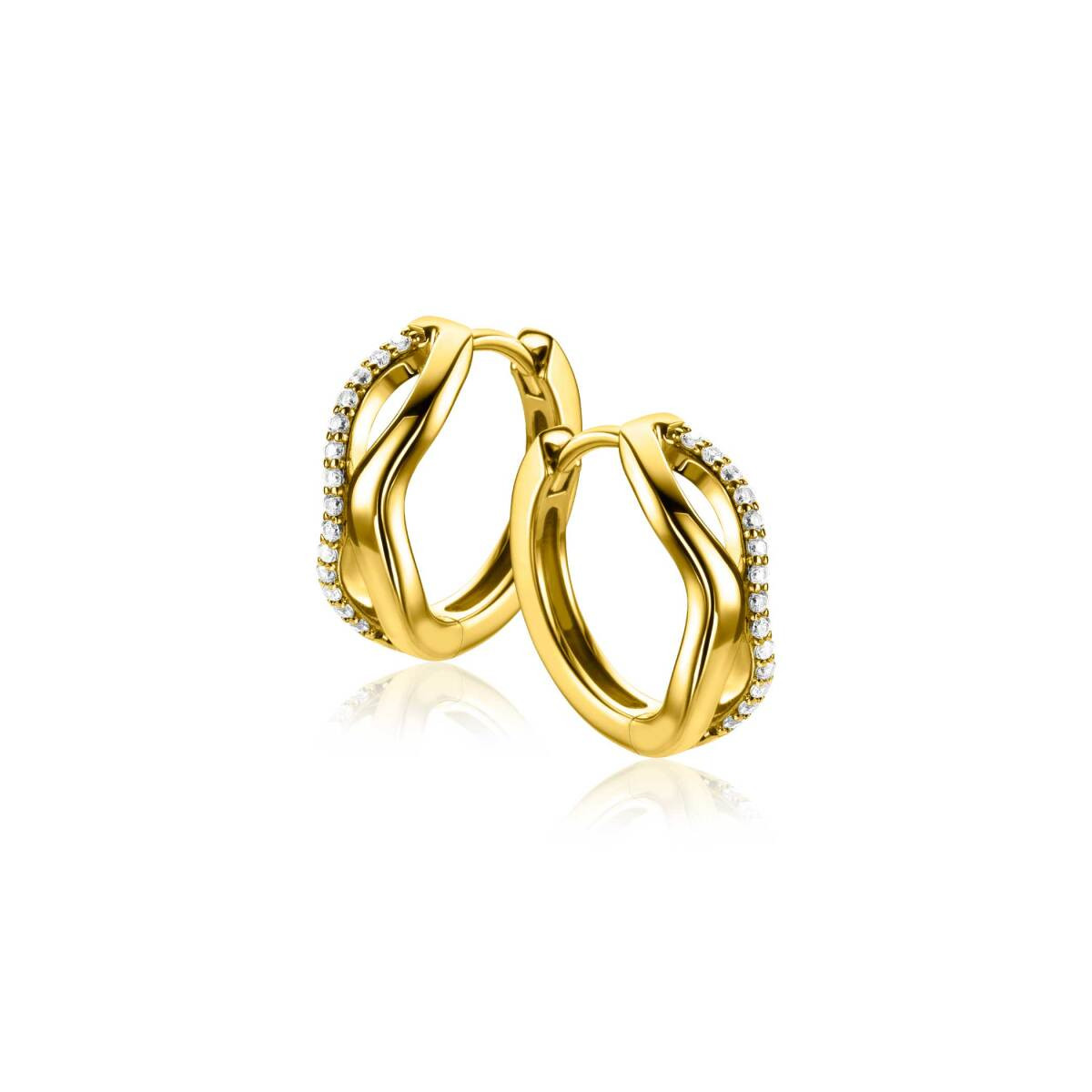 Zinzi ZIO2629Y gold plated oorringen met zirkonia 2 mm breed - Diameter 15 mm