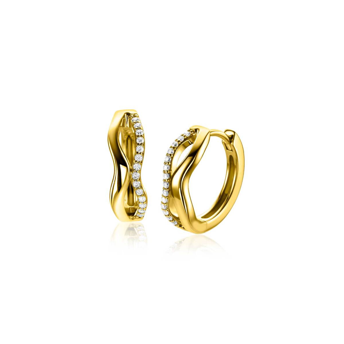 Zinzi ZIO2629Y gold plated oorringen met zirkonia 2 mm breed - Diameter 15 mm