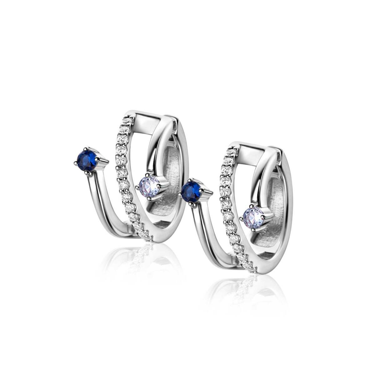 Zinzi ZIO2646B zilveren oorringen met zirkonia 10 mm breed - Diameter 16 mm