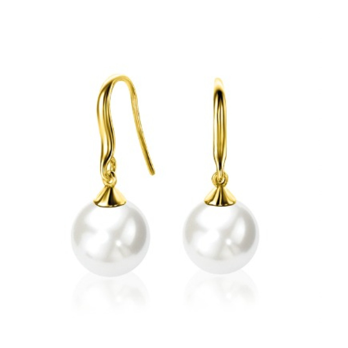 Zinzi ZIO266WG goudkleurige oorhangers met parels - Hoogte 27 mm