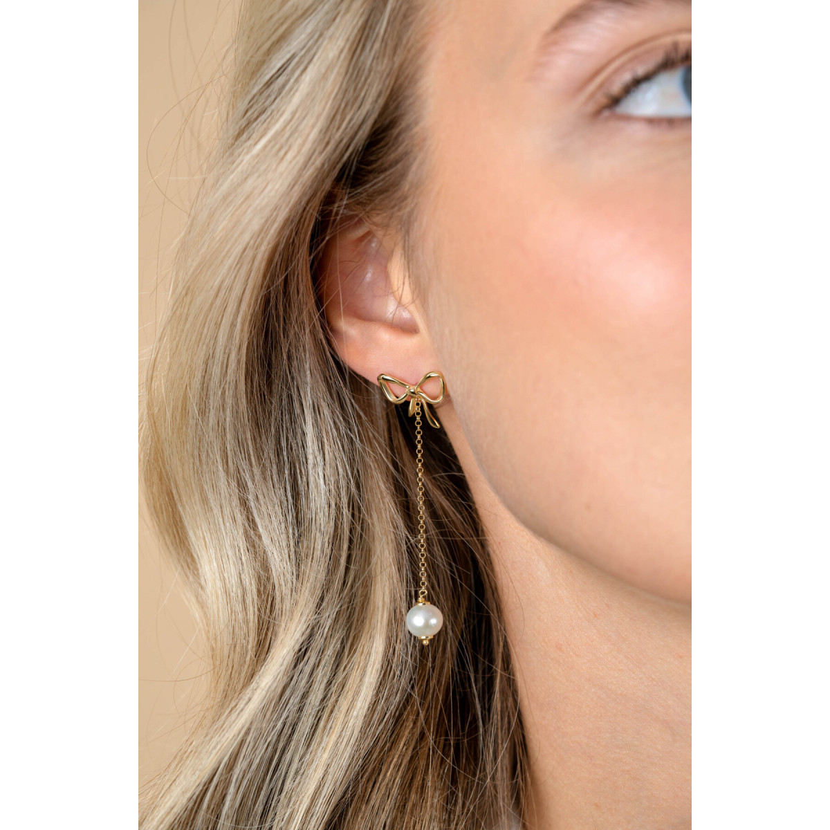 Zinzi ZIO2677 gold plated oorstekers met parel 15.5 mm breed - Hoogte 60 mm