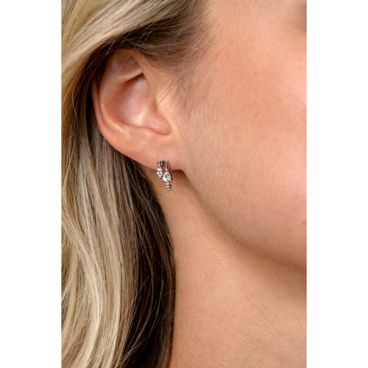 Zinzi ZIO2689 zilveren oorstekers met marquise zirkonia 5 mm breed - Hoogte 12 mm