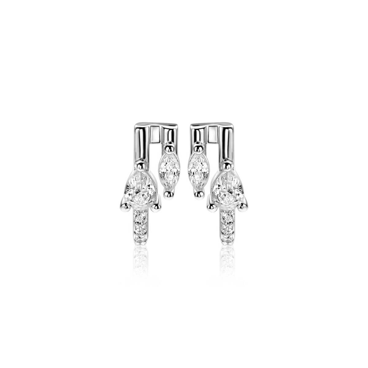 Zinzi ZIO2689 zilveren oorstekers met marquise zirkonia 5 mm breed - Hoogte 12 mm