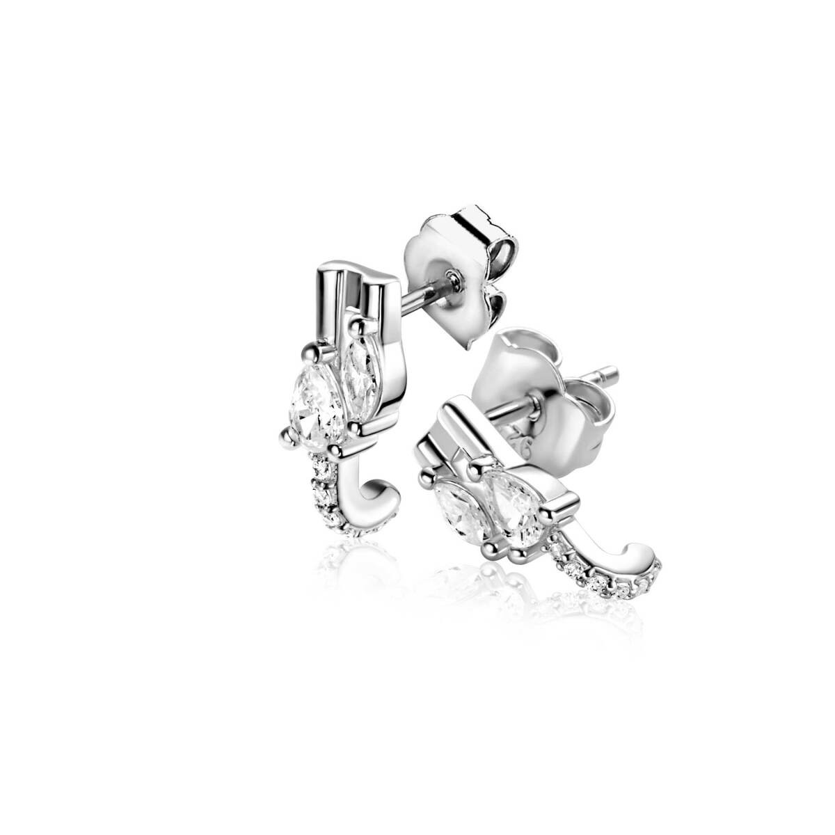 Zinzi ZIO2689 zilveren oorstekers met marquise zirkonia 5 mm breed - Hoogte 12 mm