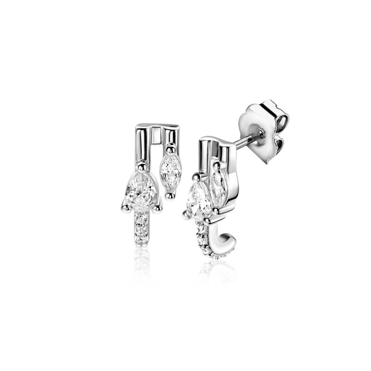 Zinzi ZIO2689 zilveren oorstekers met marquise zirkonia 5 mm breed - Hoogte 12 mm