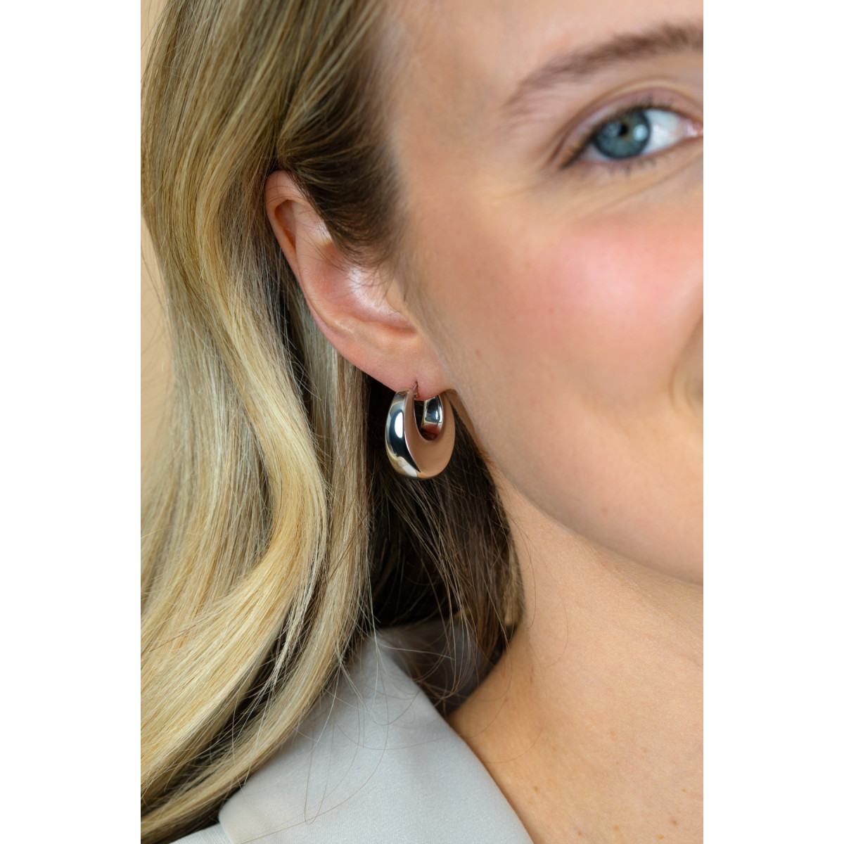Zinzi ZIO2751 zilveren oorringen glanzend 7 mm breed - Diameter 22 mm