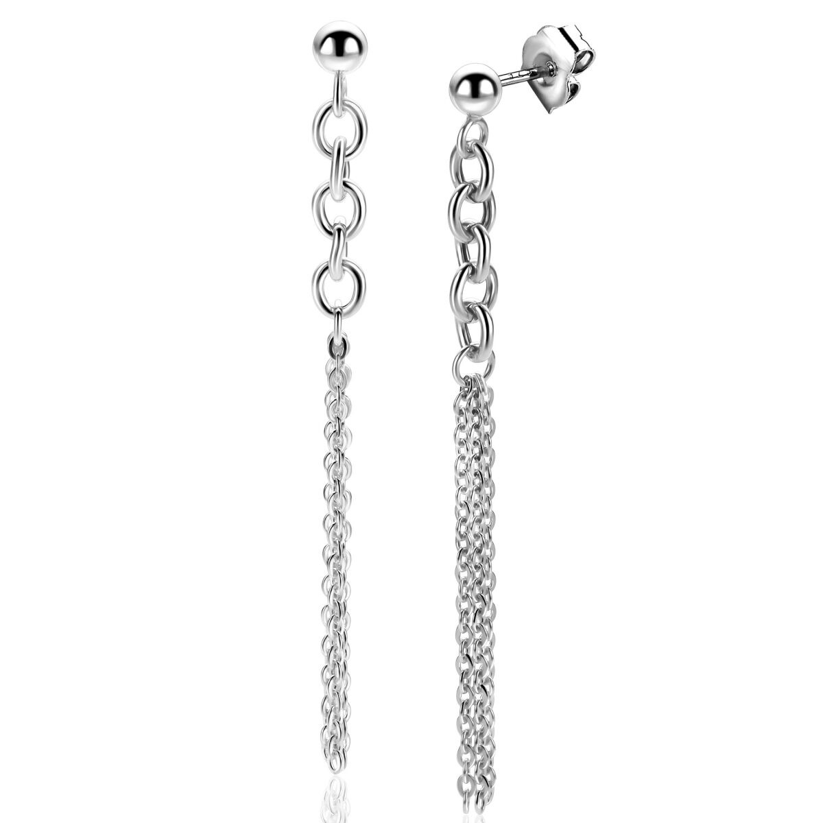 Zinzi ZIO2781 zilveren schakeloorbellen met kettinkjes 4.2 mm breed - Hoogte 55 mm