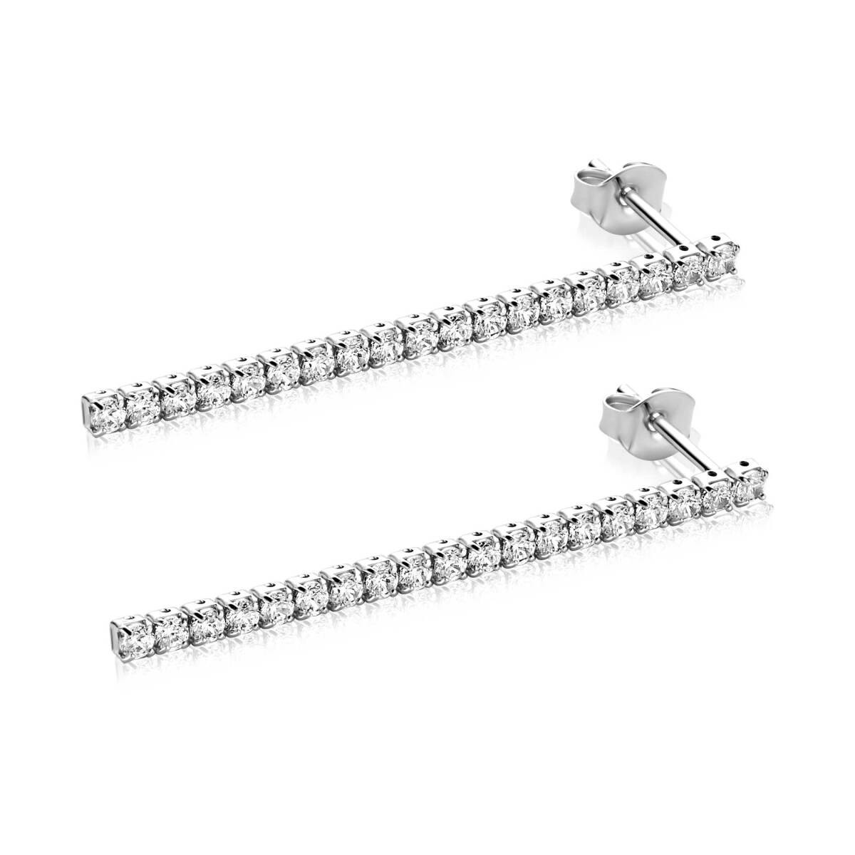 Zinzi ZIO2795 zilveren oorhangers met transparante zirkonia 2.4 mm breed - Diameter 40 mm