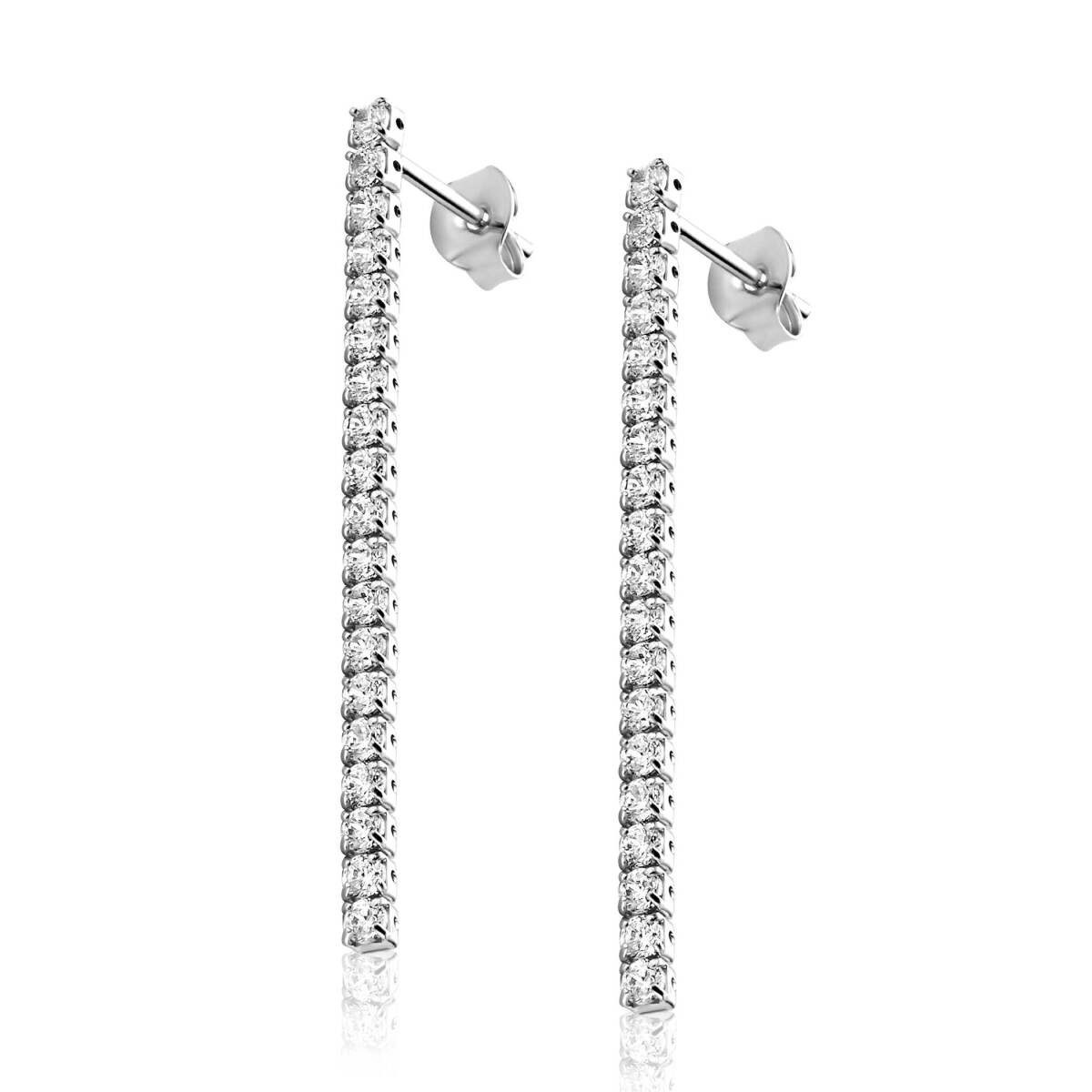 Zinzi ZIO2795 zilveren oorhangers met transparante zirkonia 2.4 mm breed - Diameter 40 mm