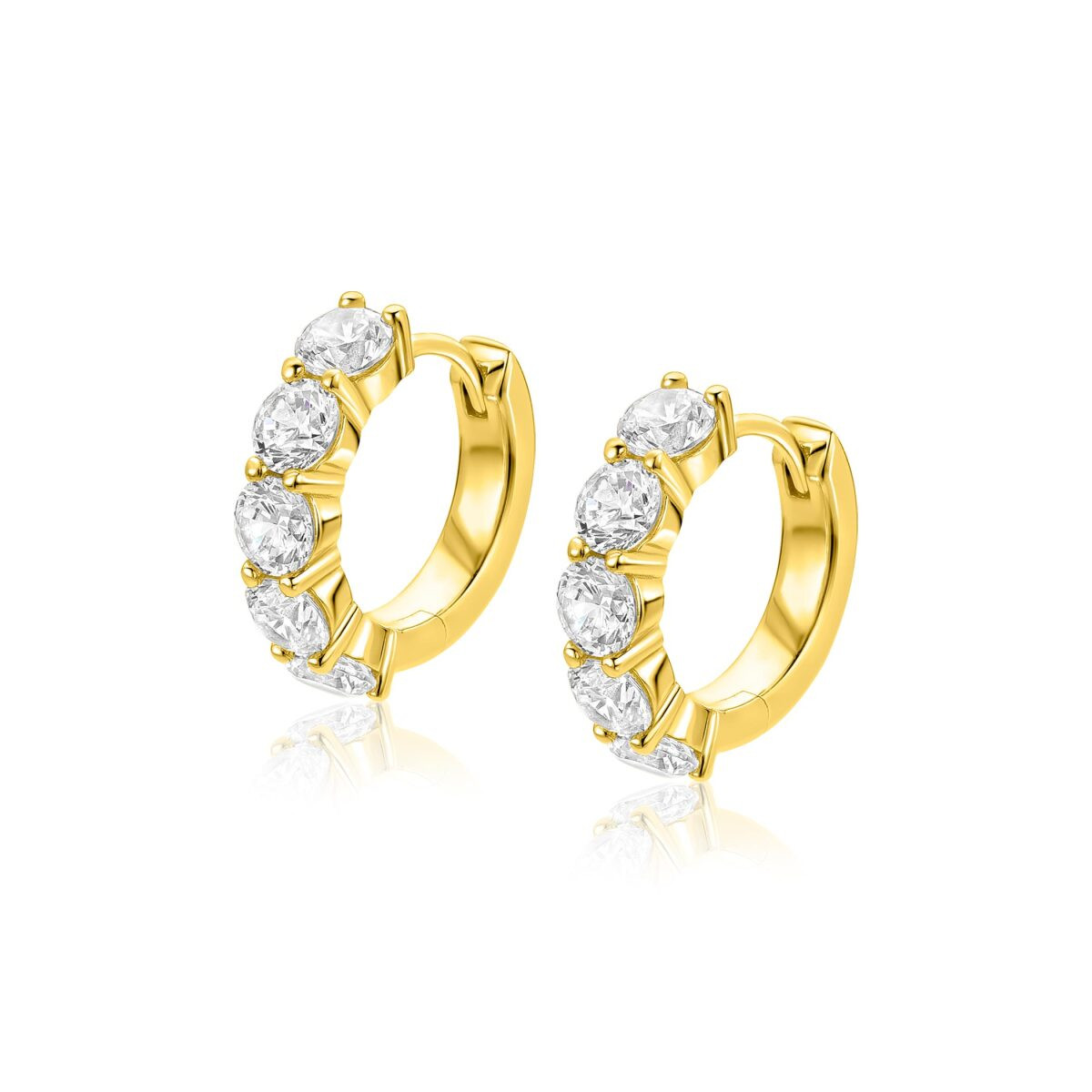 Zinzi ZIO2808 goudkleurige oorringen met stenen 4 mm breed - Diameter 16 mm
