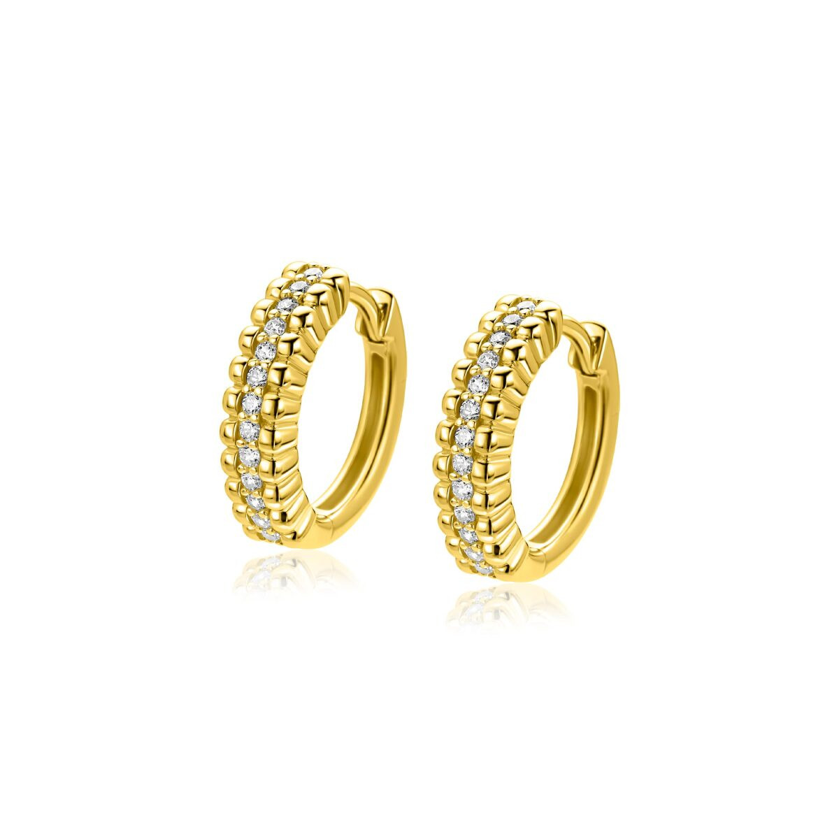 Zinzi ZIO2834Y goudkleurige klapoorringen zirkonia 2.6 mm breed - Diameter 16.5 mm