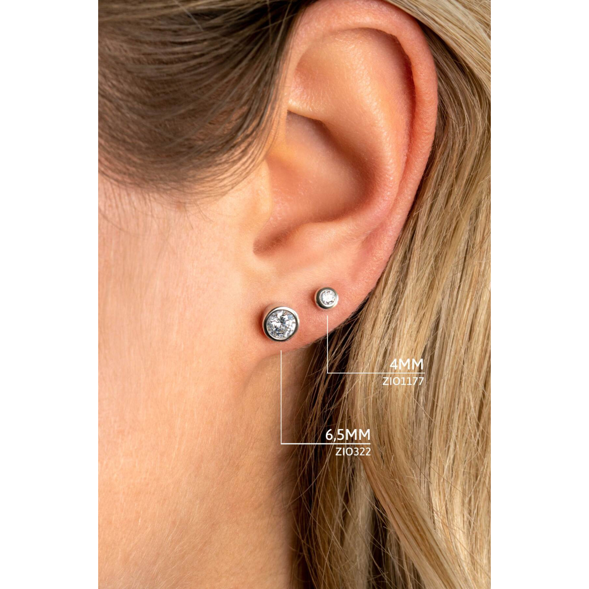 Zinzi ZIO322 925 zilveren oorknopjes met zirkonia 6.5 mm breed