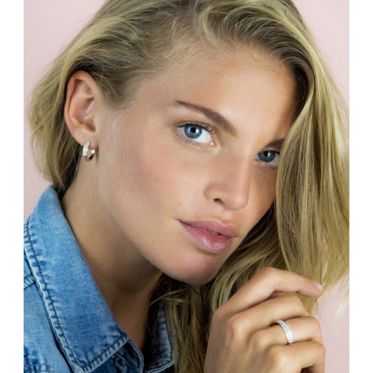 Zinzi ZIO660 925 zilveren oorringen met zirkonia 3 mm breed - Diameter 15 mm