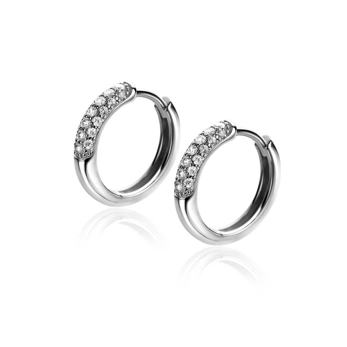 Zinzi ZIO660 925 zilveren oorringen met zirkonia 3 mm breed - Diameter 15 mm