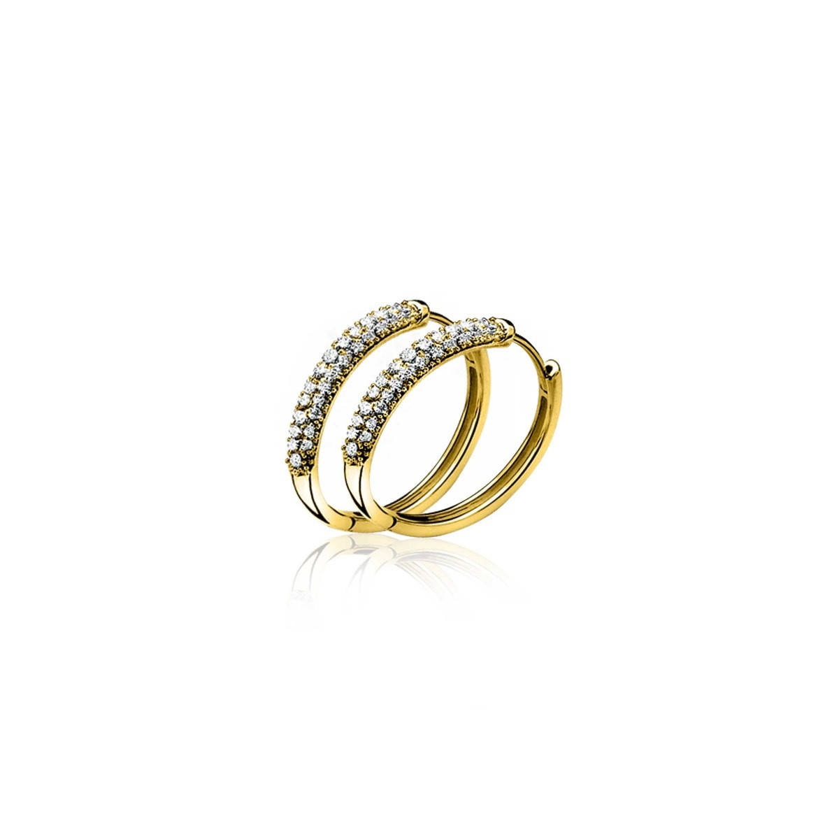 Zinzi ZIO660G goudkleurige oorringen met zirkonia 3 mm breed - Diameter 14 mm