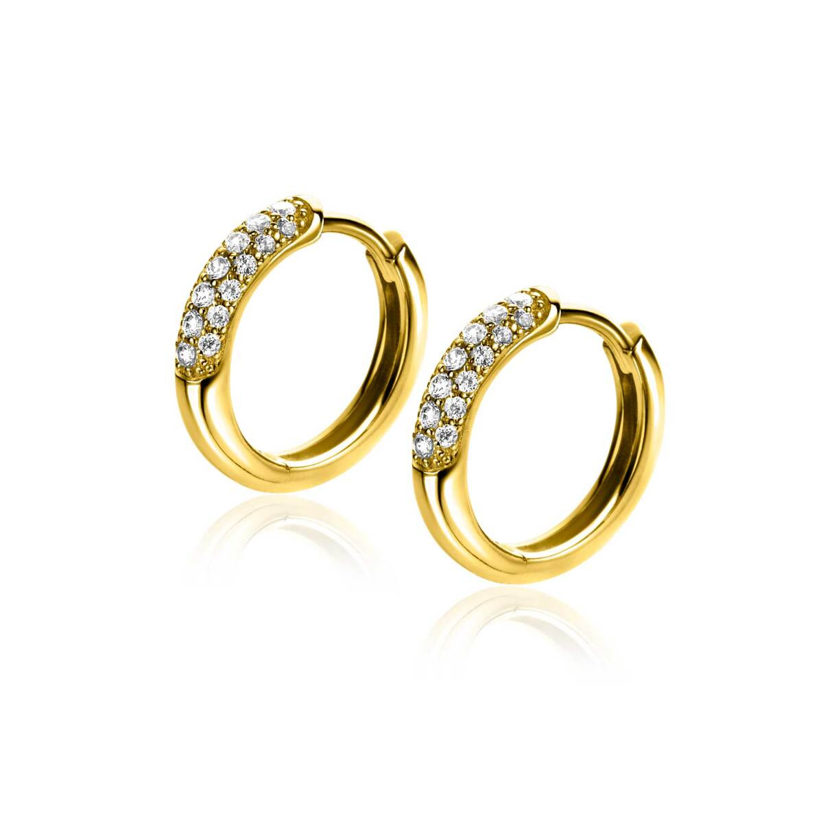 Zinzi ZIO660G goudkleurige oorringen met zirkonia 3 mm breed - Diameter 14 mm