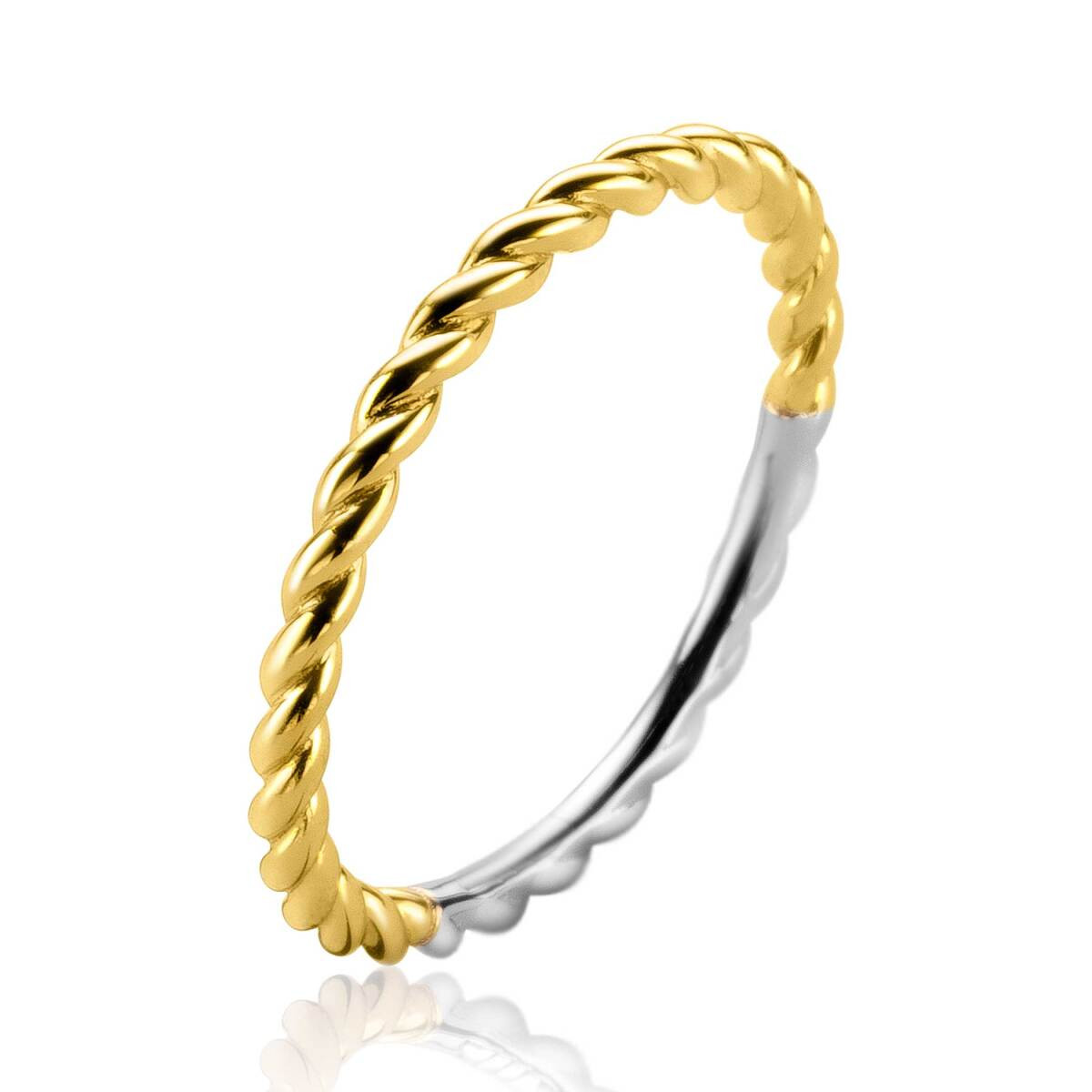 Zinzi ZIR2247 bicolor aanschuifring met gedraaid ribbelpatroon 1.8 mm breed
