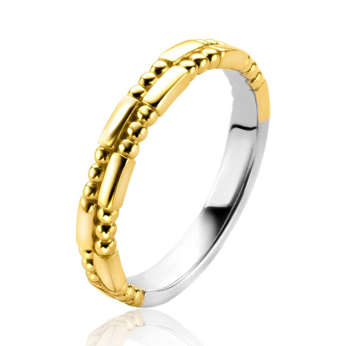 Zinzi ZIR2250 bicolor schakelring met staafjes en bolletjes 3.1 mm breed