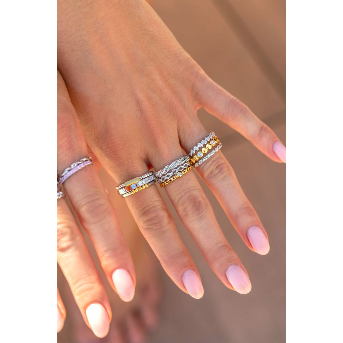 Zinzi ZIR2376 bicolor aanschuifring met gourmet schakel en transparante zirkonia 3 mm breed