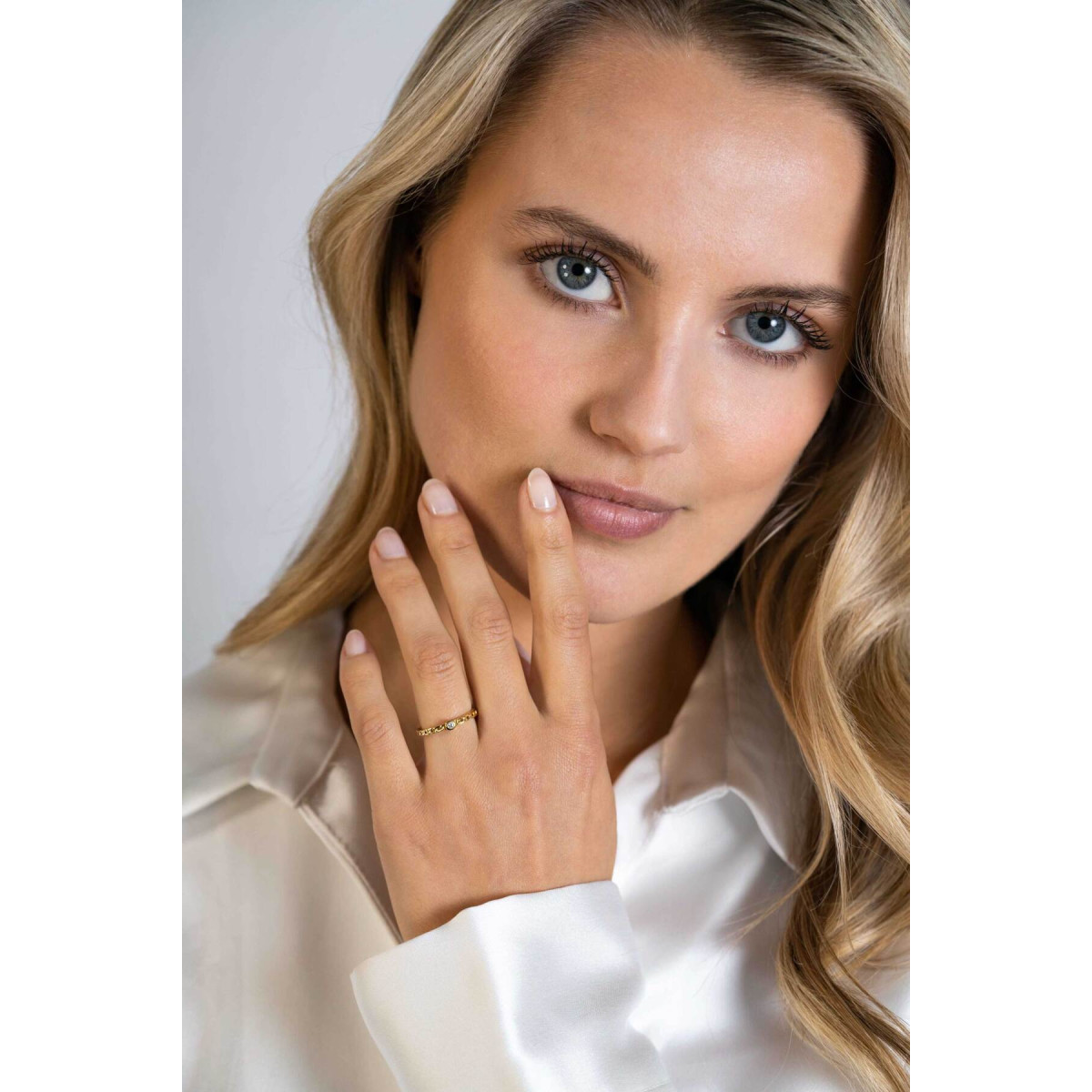 Zinzi ZIR2376 bicolor aanschuifring met gourmet schakel en transparante zirkonia 3 mm breed
