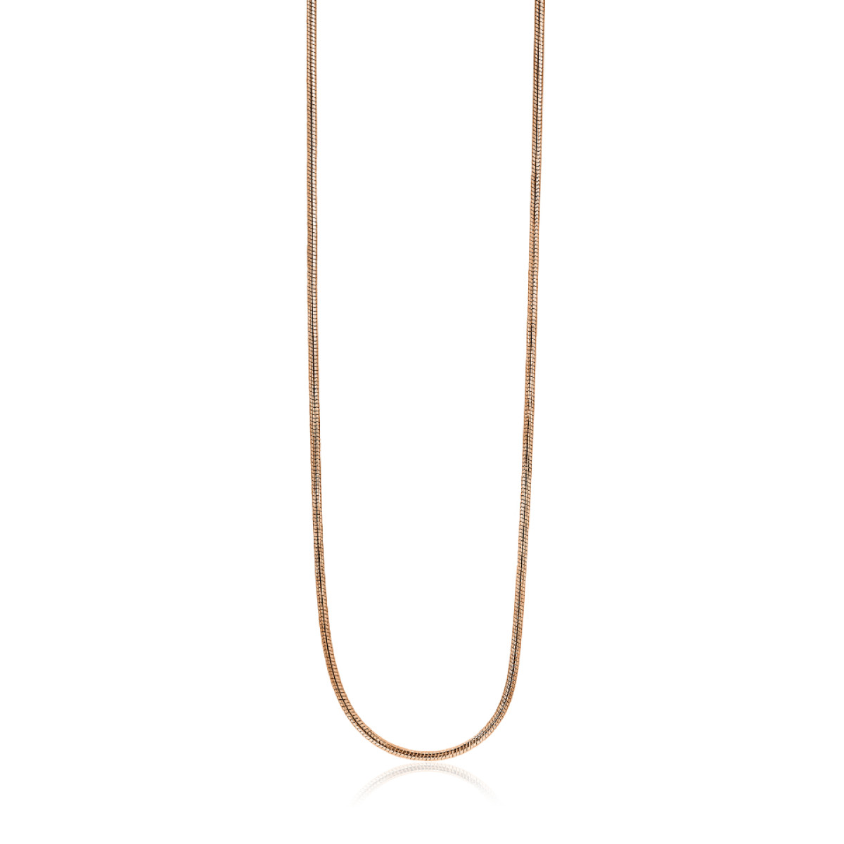 Zinzi ZISL45R rosékleurige slangen schakelketting gold plated 1 mm breed - Lengte 45 cm