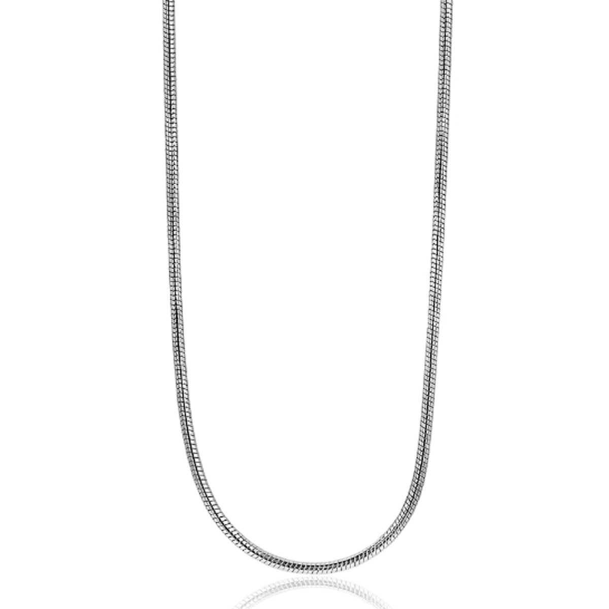 Zinzi ZISL50 zilveren slangen schakelketting gerhodineerd 1 mm breed - Lengte 50 cm