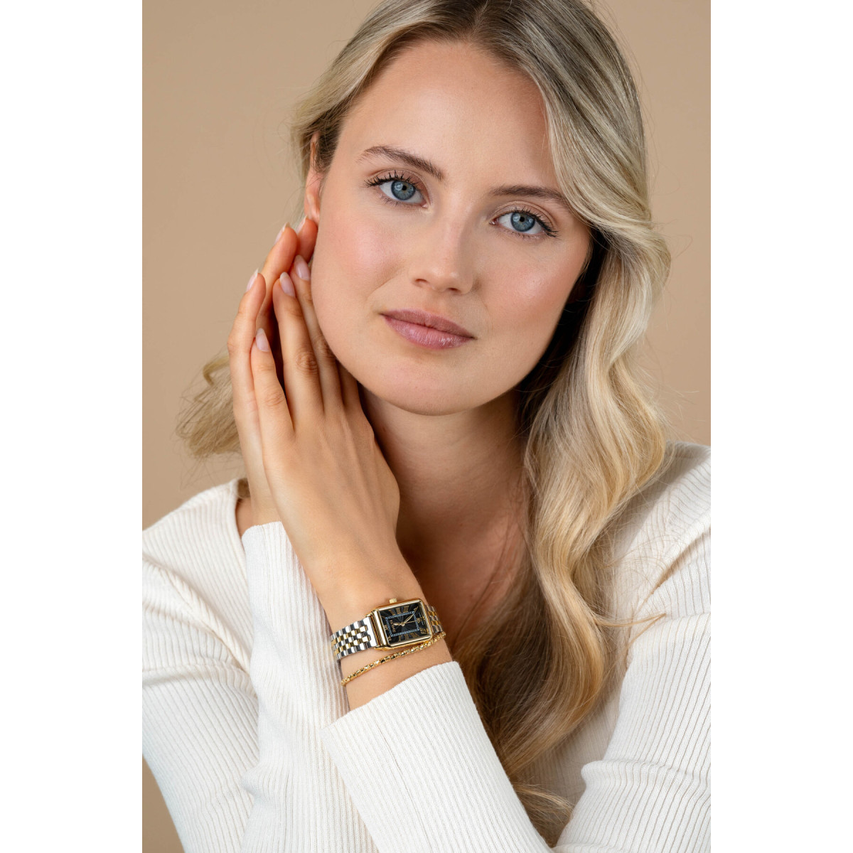 Zinzi ZIW1943 bicolor quartz horloge met rechthoekige kast en Romeinse cijfers