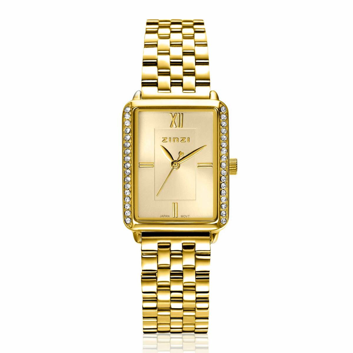 Zinzi ZIW2310 gold plated stalen horloge met zirkonia stenen - Liekes Favoriet
