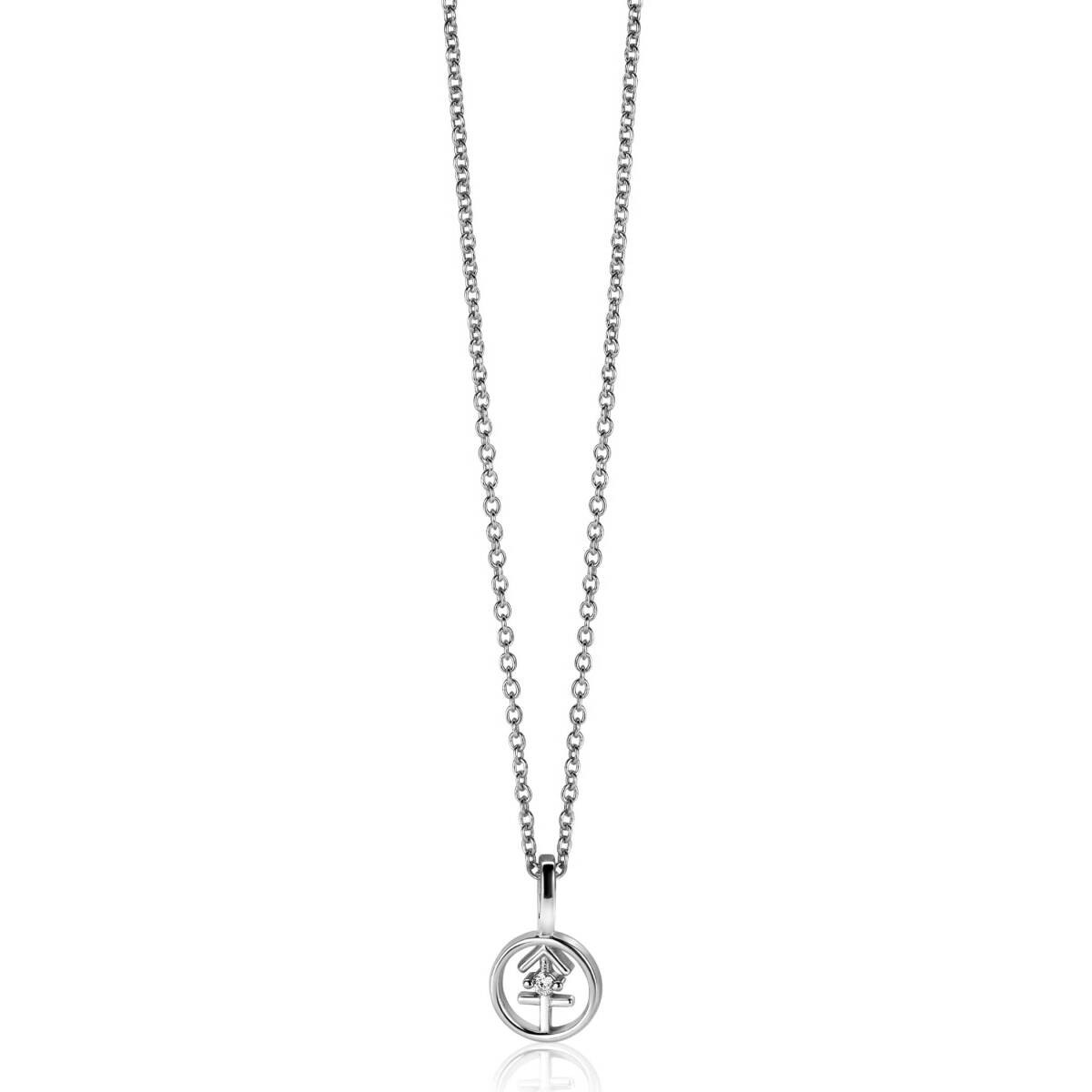 Zinzi Zodiac ZIH zilveren hanger met sterrenbeeld symbool en zirkonia - Hoogte 14.5 mm