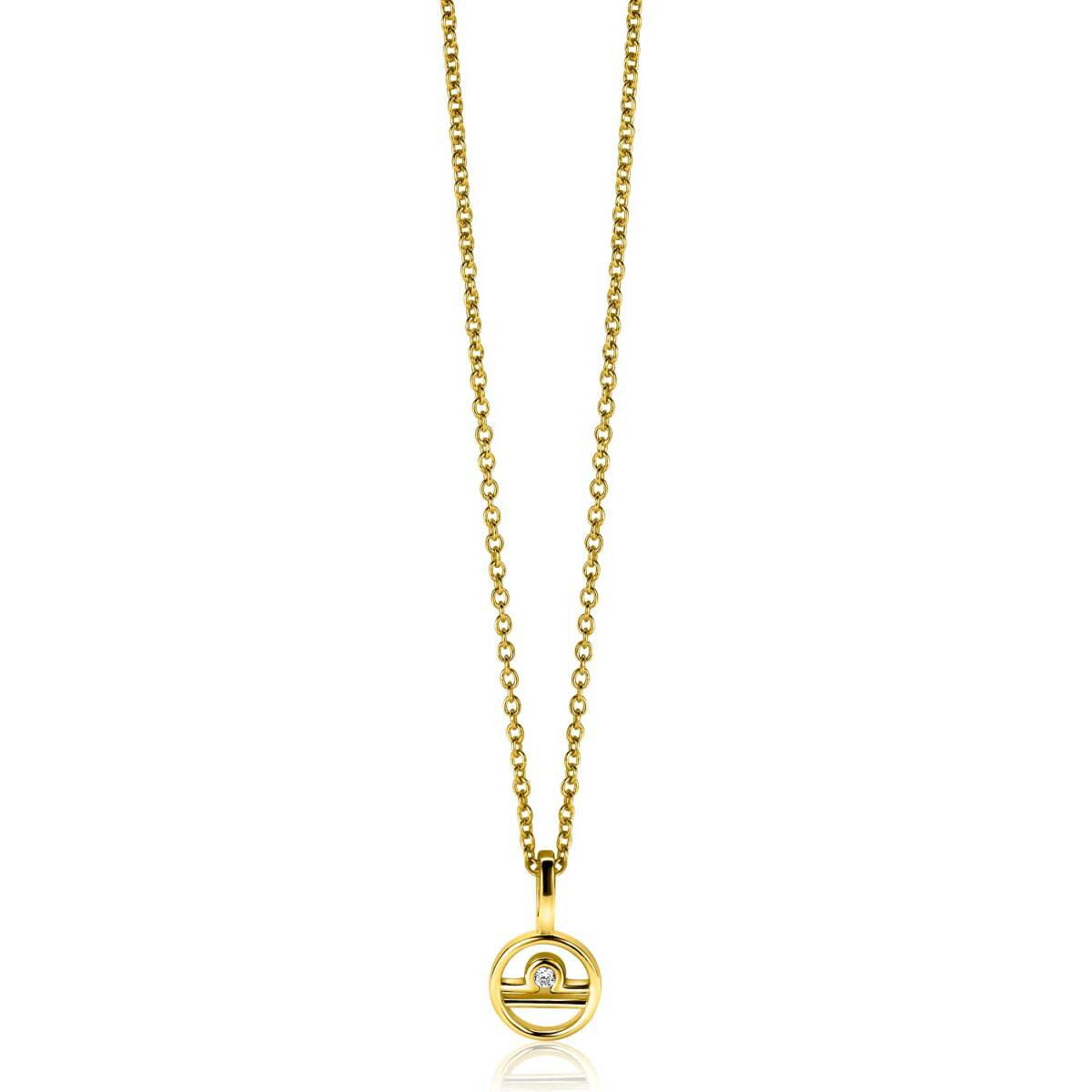 Zinzi Zodiac ZIHY-BOO hanger Boogschutter gold plated met zirkonia - Hoogte 14.5 mm