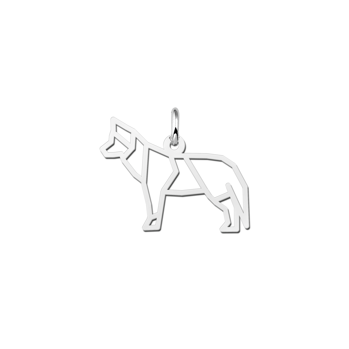 Zilveren geometrische hanger hond - Husky