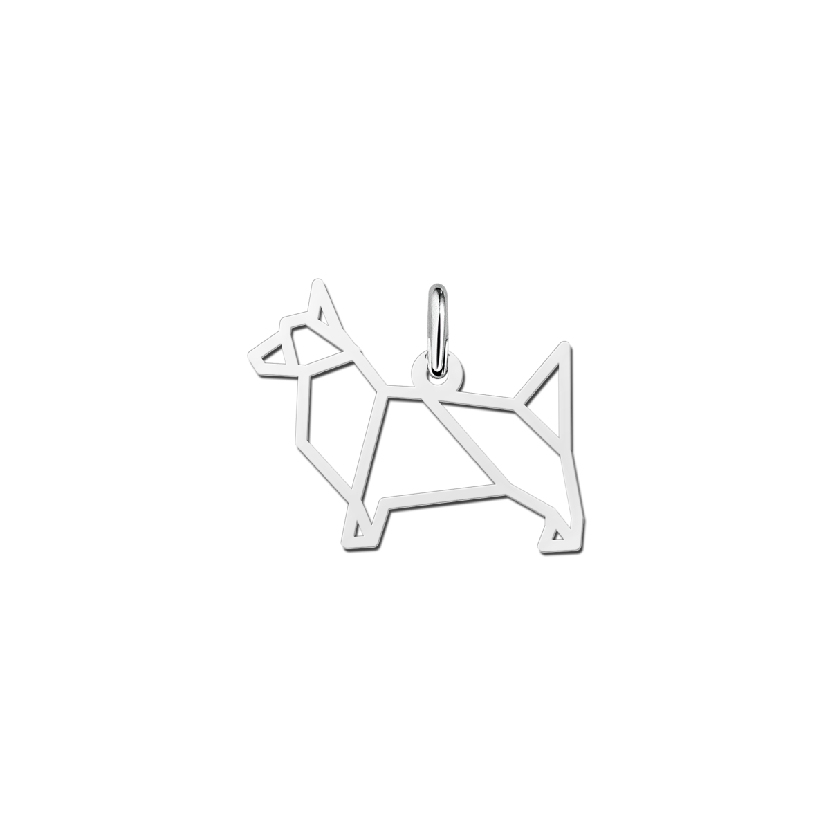 Zilveren geometrische hanger hond - Terriër