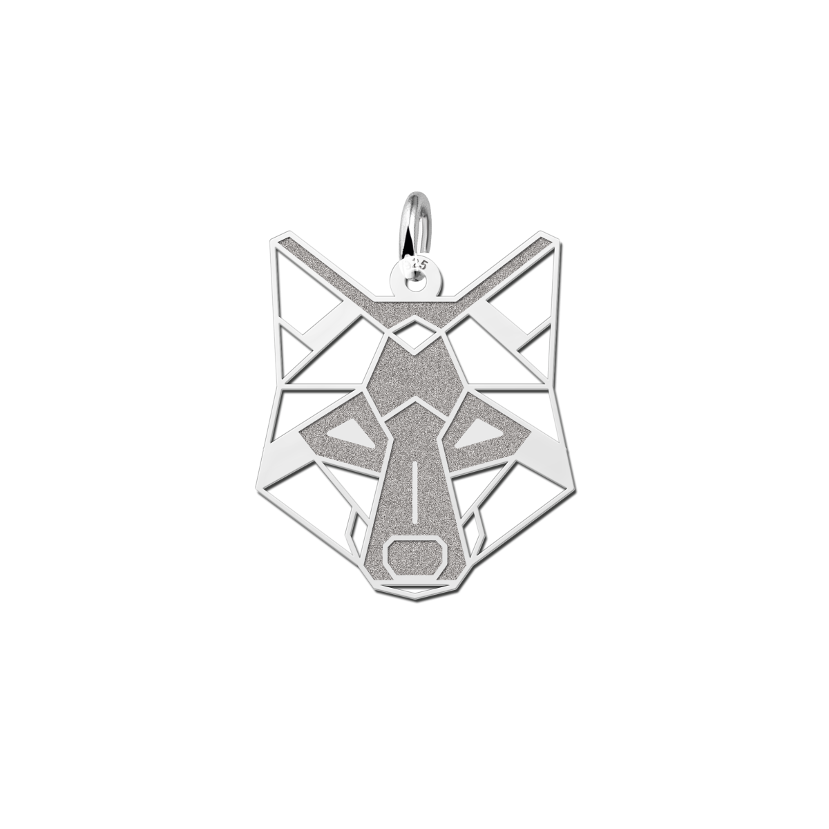 Zilveren geometrische hanger wolf
