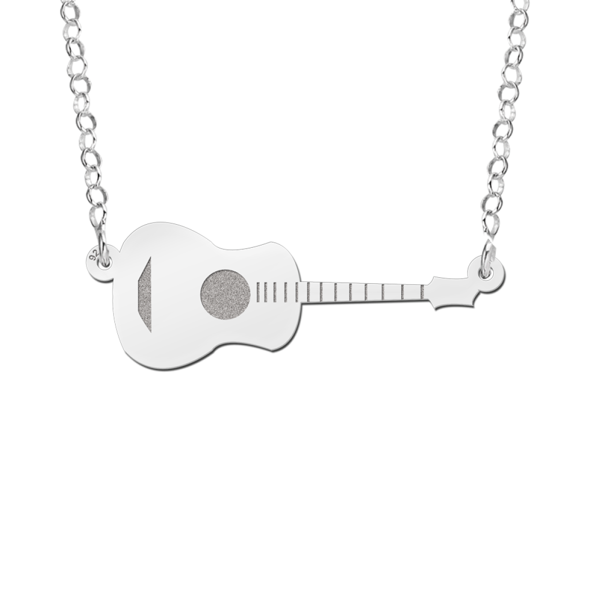 Zilveren gitaar inclusief ketting