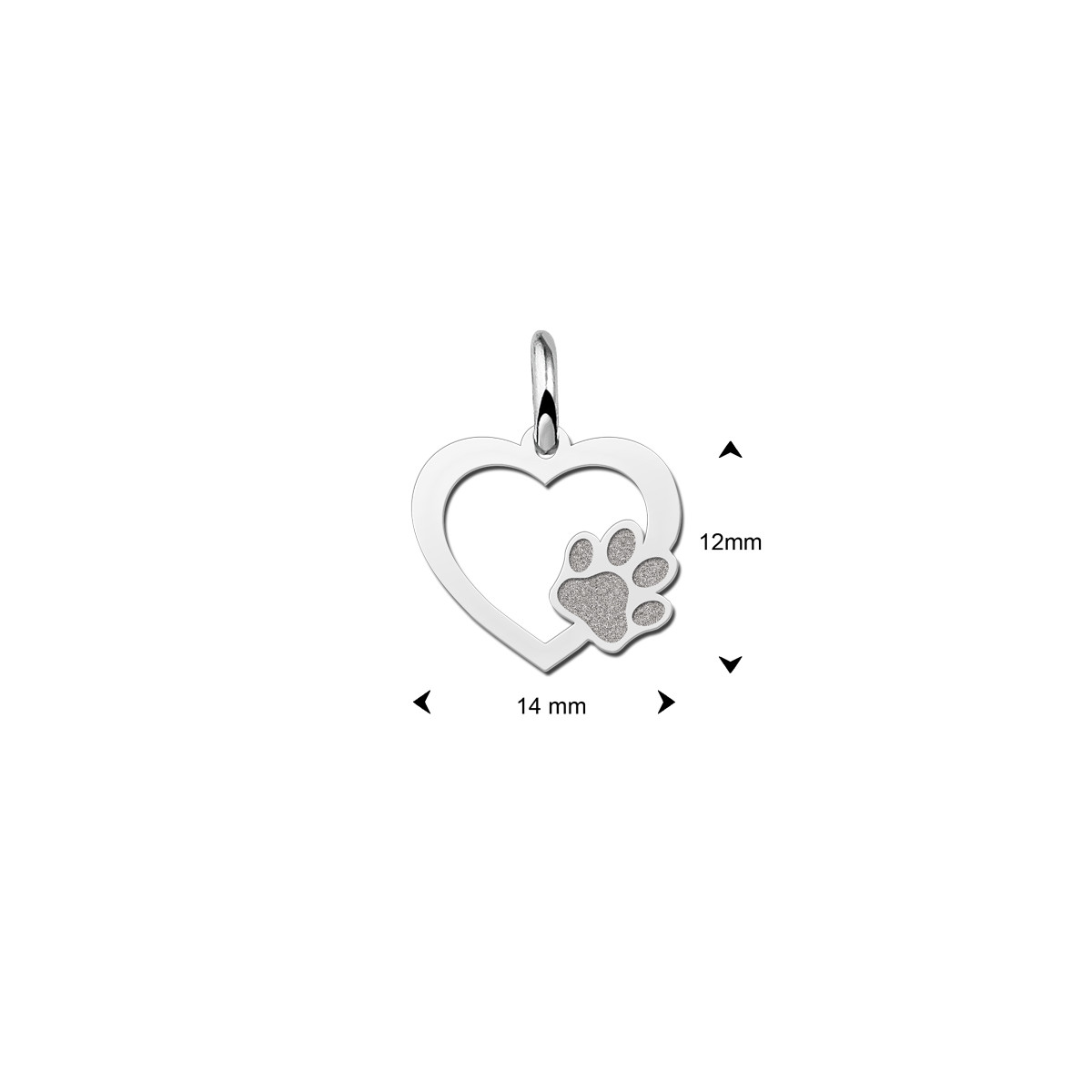 Zilveren hart hanger met hondenpoot