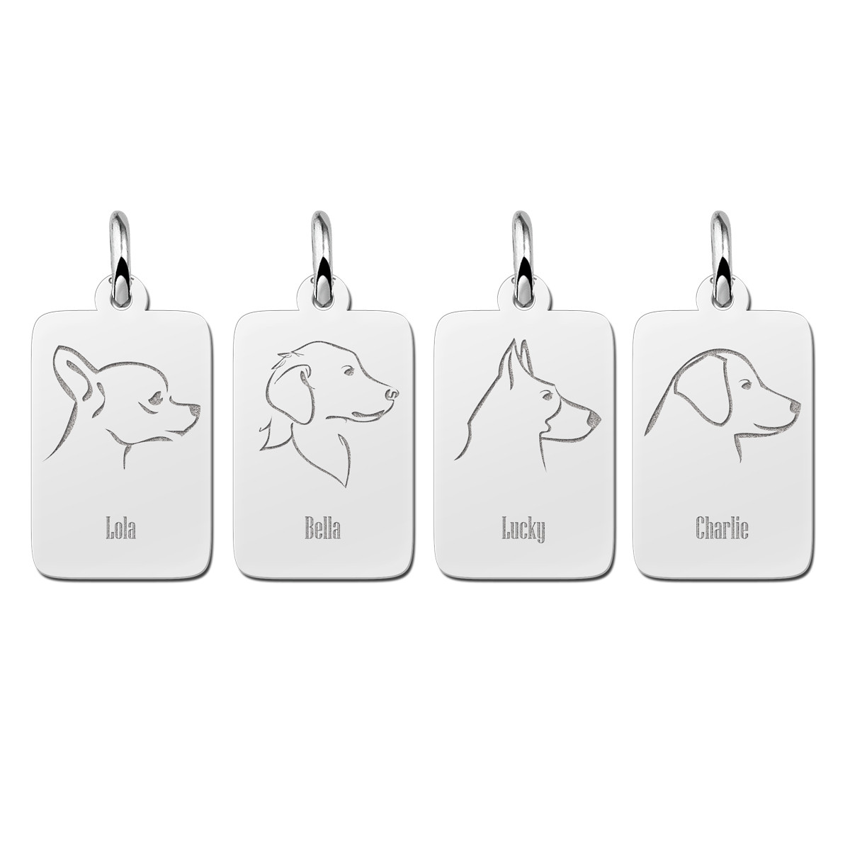Zilveren rechthoekige hanger met hondensilhouet - Chihuahua