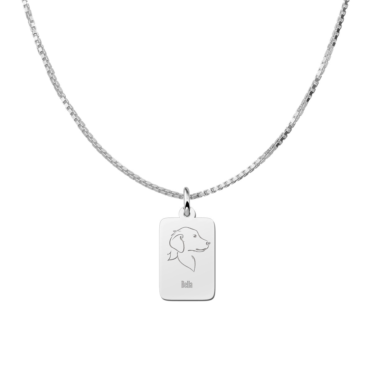 Zilveren rechthoekige hanger met hondensilhouet - Golden Retriever