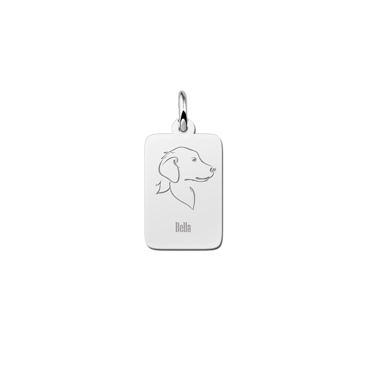 Zilveren rechthoekige hanger met hondensilhouet - Golden Retriever