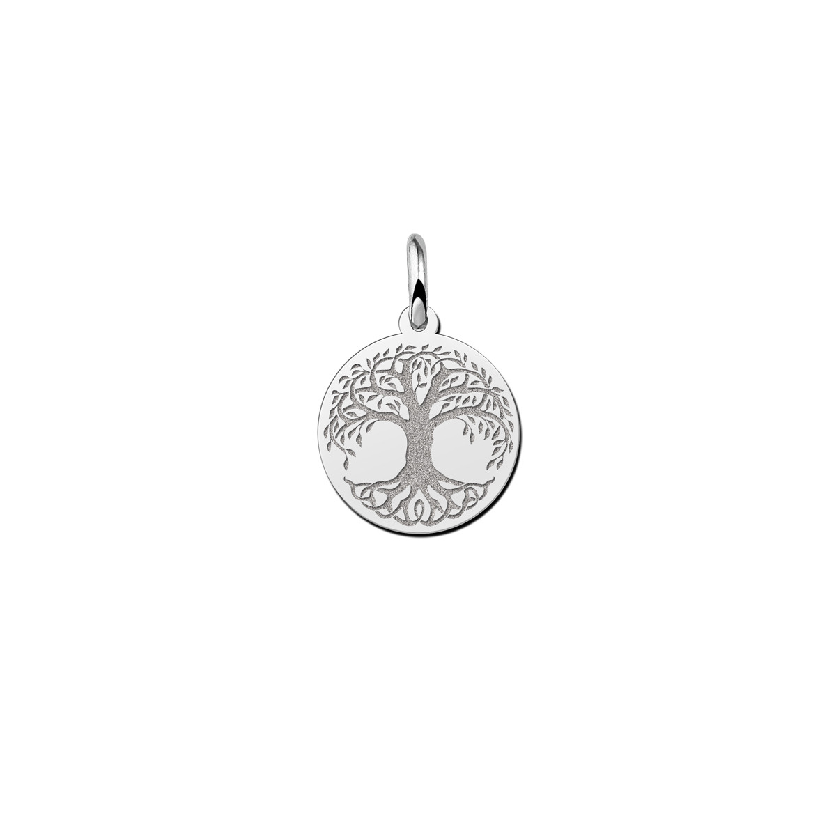 Zilveren ronde hanger met levensboom