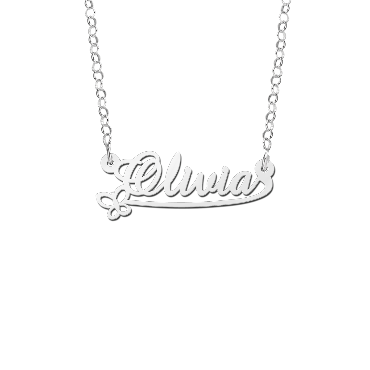 Naamketting van zilver vlinder Olivia