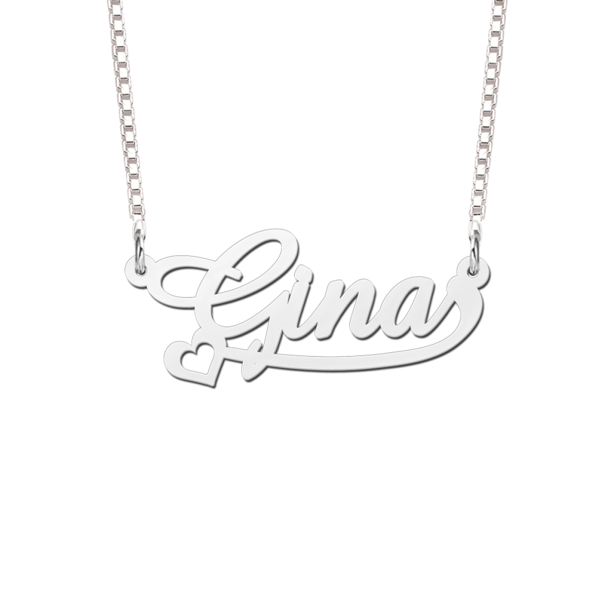 Zilveren naamketting voorbeeld Gina