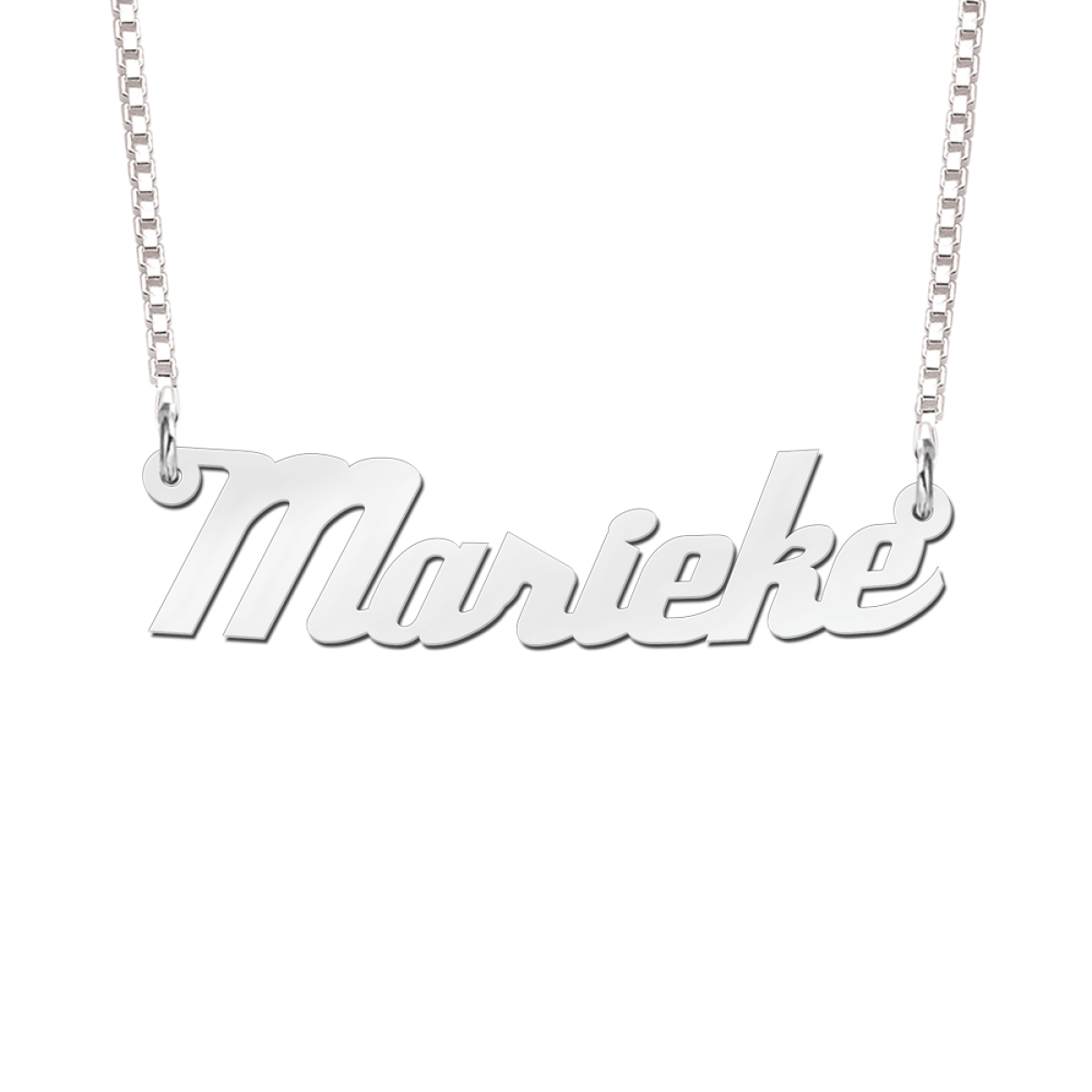 Zilveren naamketting voorbeeld Marieke