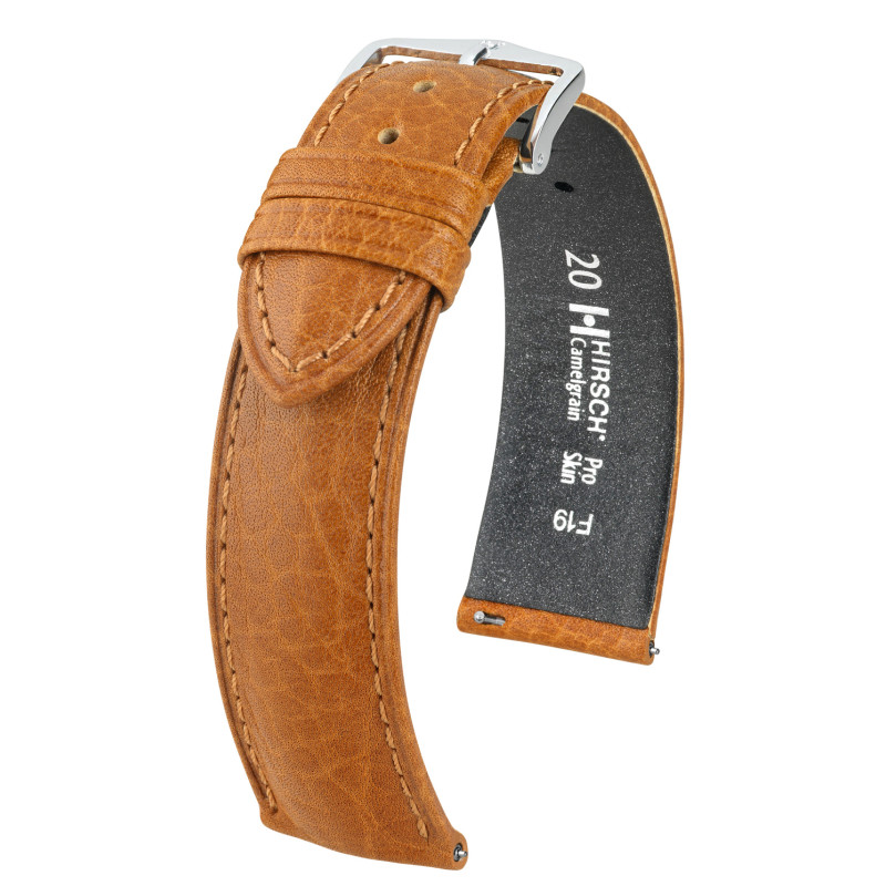 hirsch-camelgrain-01009210-2-lichtbruine-leren-horlogeband-met-zilverkleurige-gesp