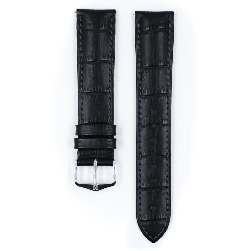 hirsch-duke-01029050-2-zwarte-leren-horlogeband-met-krokodilpatroon