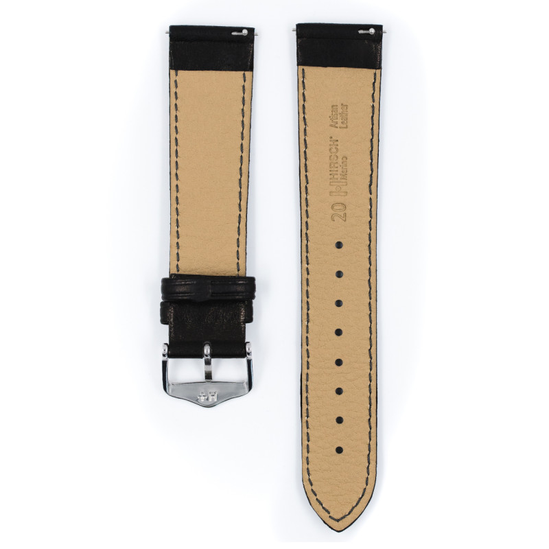 hirsch-merino-01206050-2-schapenleren-zwarte-horlogeband-donkerblauw-stiksel-18-22-mm-breed