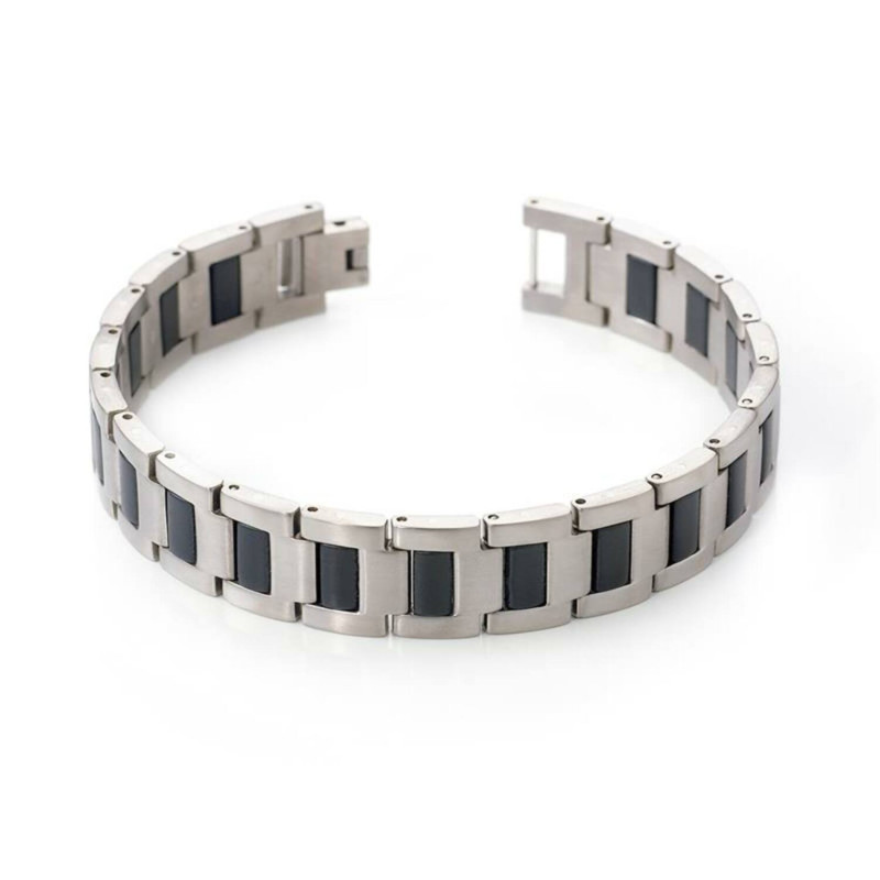 boccia-titanium-0334-01-heren-schakelarmband-zilverkleurig-met-zwart-lengte-21-cm