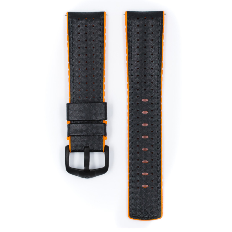 hirsch-ayrton-0917692050-5-zwart-oranje-horlogeband-met-ruitpatroon-breedte-20-24-mm