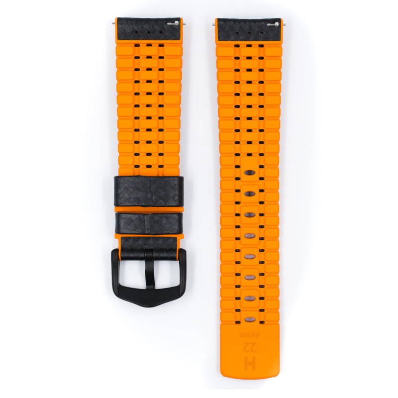hirsch-ayrton-0917692050-5-zwart-oranje-horlogeband-met-ruitpatroon-breedte-20-24-mm