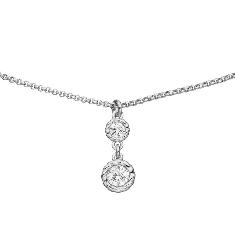 glow-102-0748-45-zilveren-ketting-met-hanger-zirkonia-dubbele-cirkels-14-mm-lengte-42-45-cm