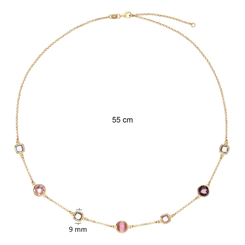 glow-102-8621-55-goudkleurige-jasseron-schakelketting-met-zirkonia-roze-en-transparant-9-mm-lengte-55-cm